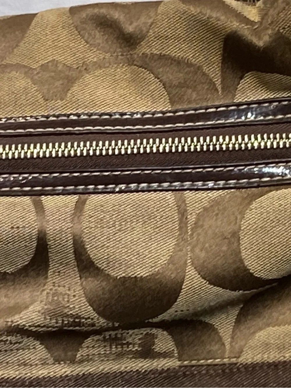 Coach Brown Signature Canvas and Suede Shoulder Bag